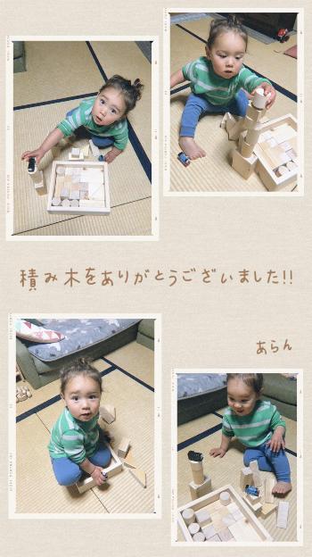 アラン君積み木で遊ぶ