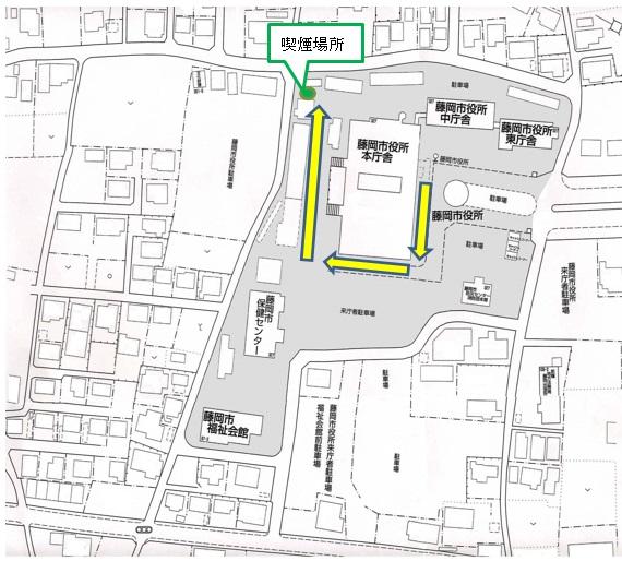 市役所の喫煙場所図