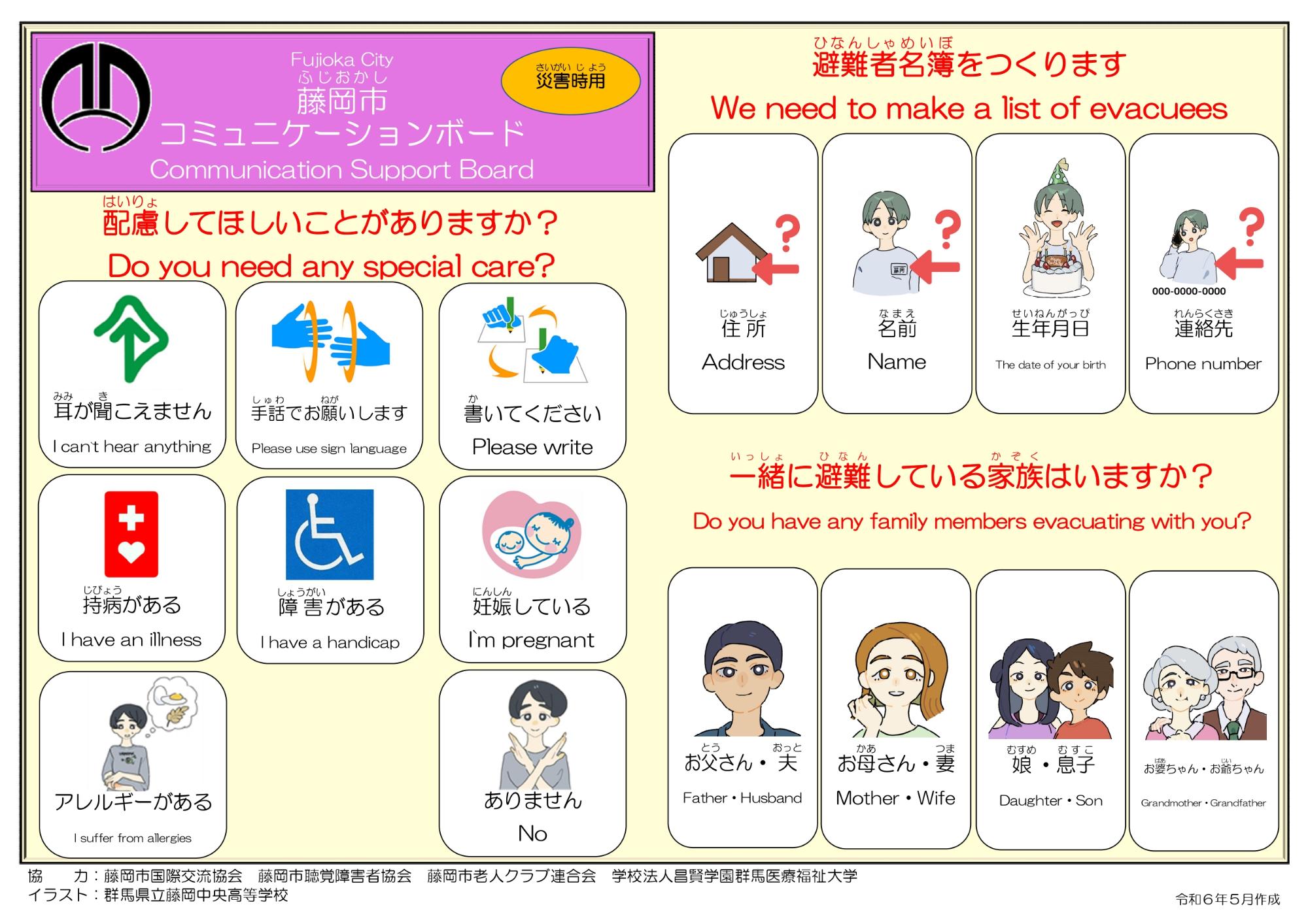 コミュニケーションボード（表面）