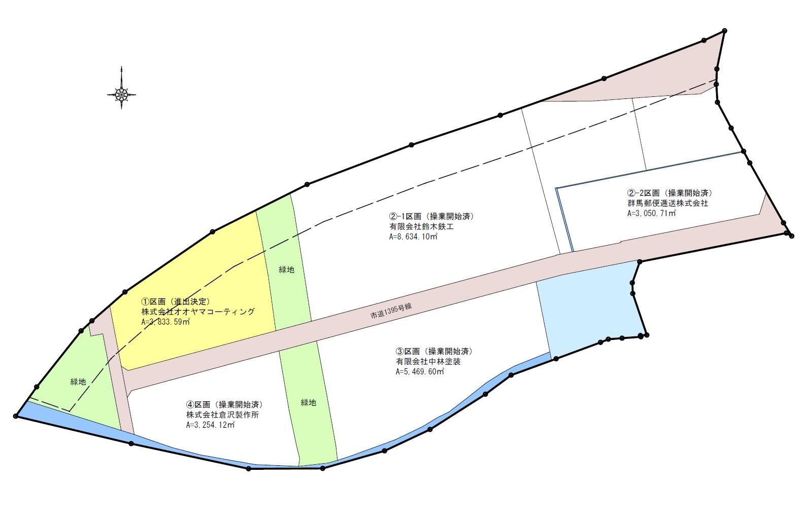 藤岡北部工業団地（第2期）区画図