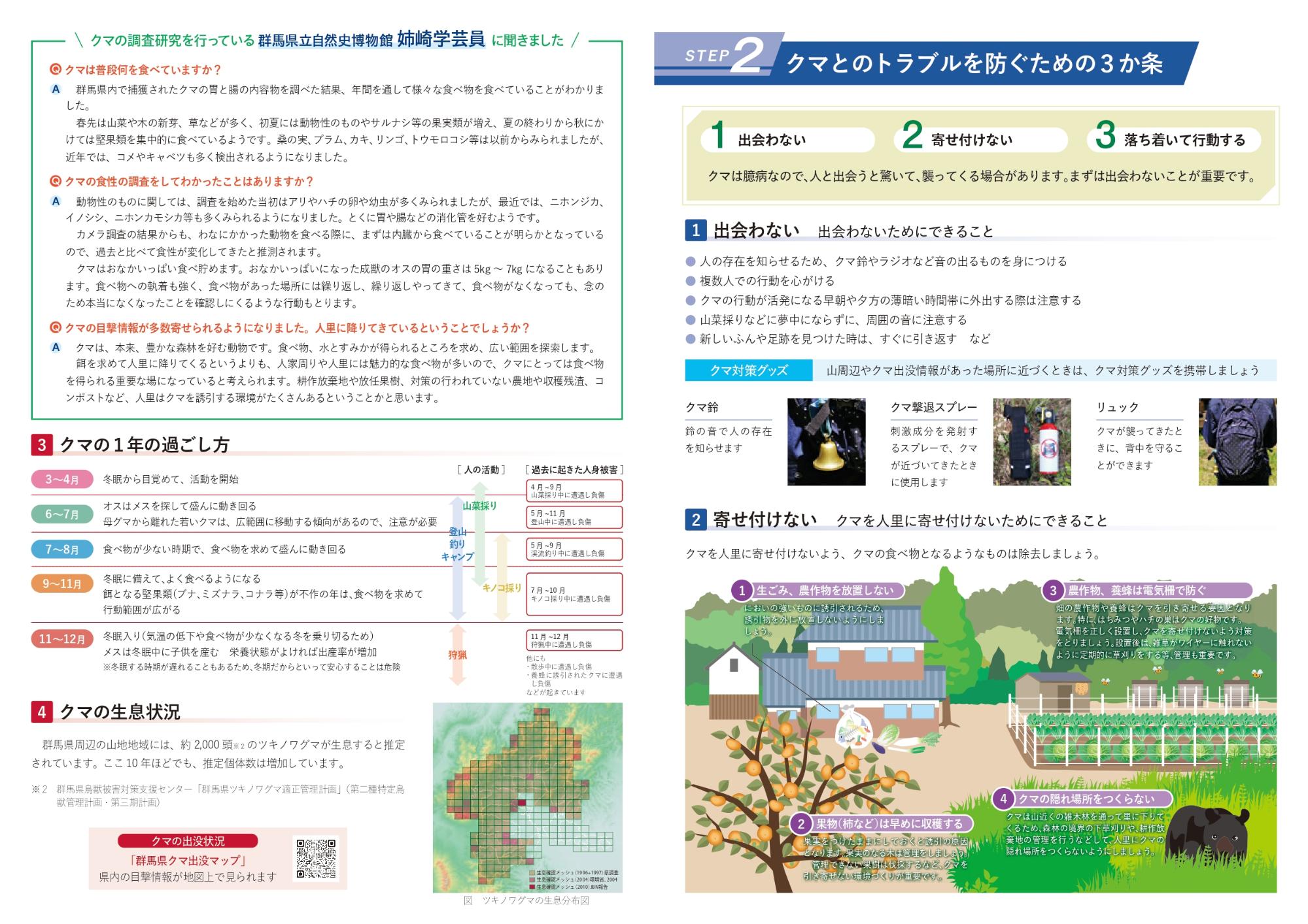 クマとのトラブルを防ぐパンフレット中面