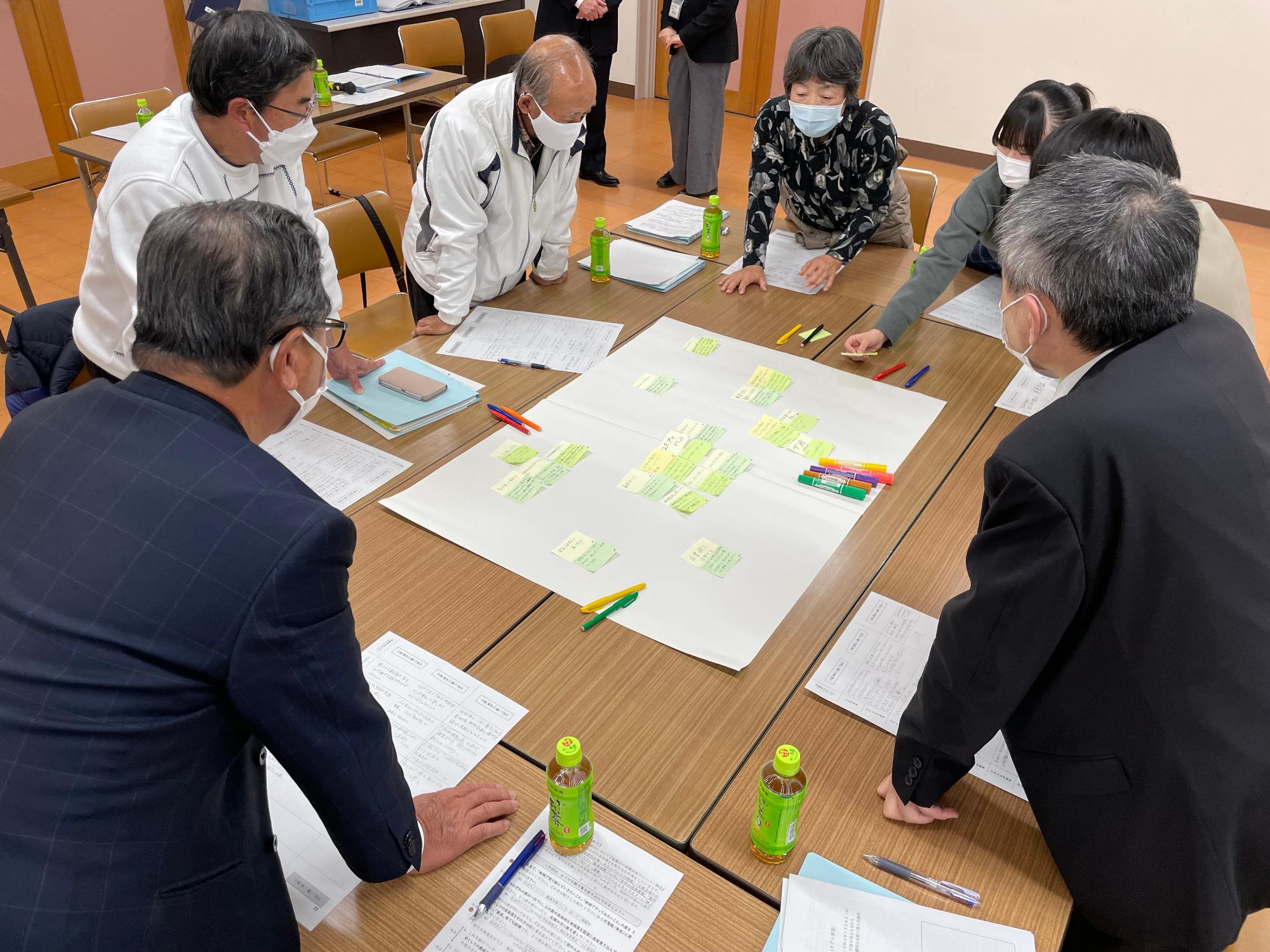 （画像）モデル事業のグループワークで協議する様子