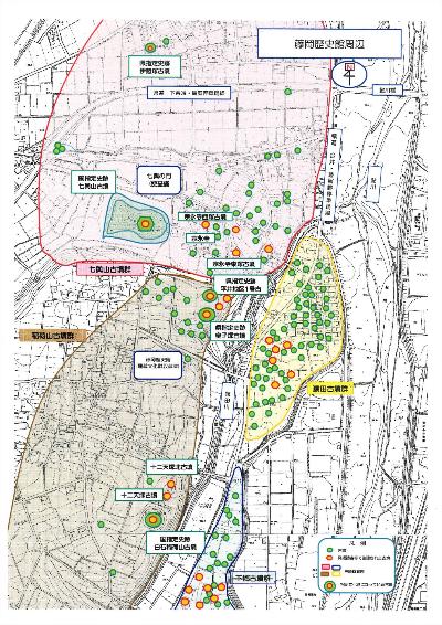 藤岡歴史館周辺の古墳分布図の画像