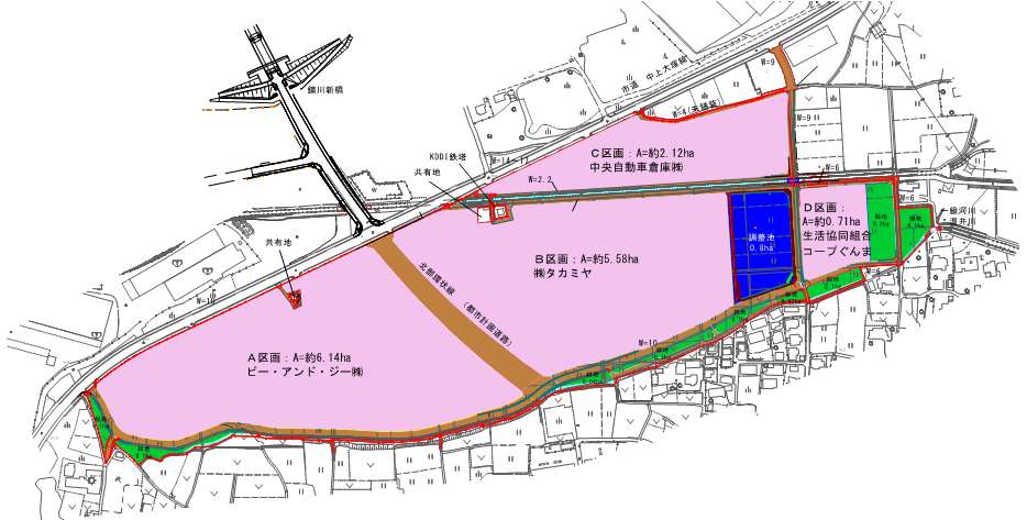 藤岡インターチェンジ西（第1期）産業団地区画図